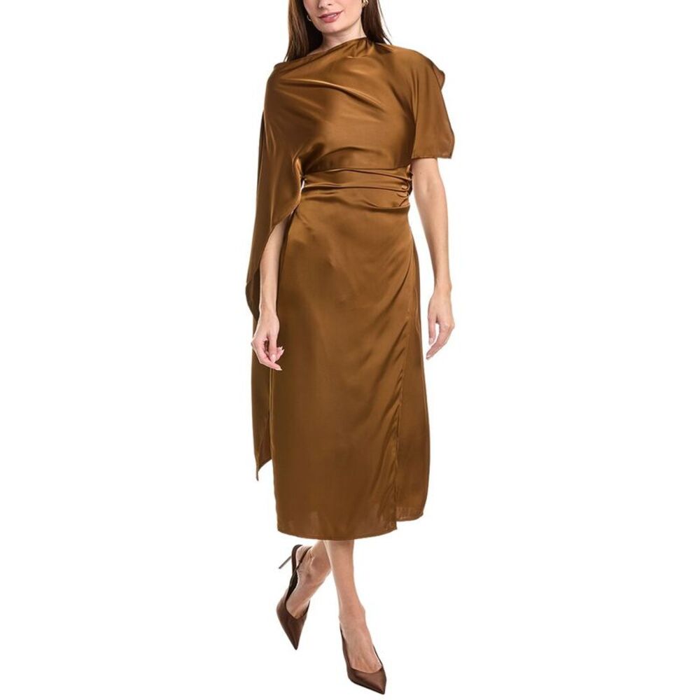 Ipponelli Womens Cape Sleeve Midi Dress, Brown
